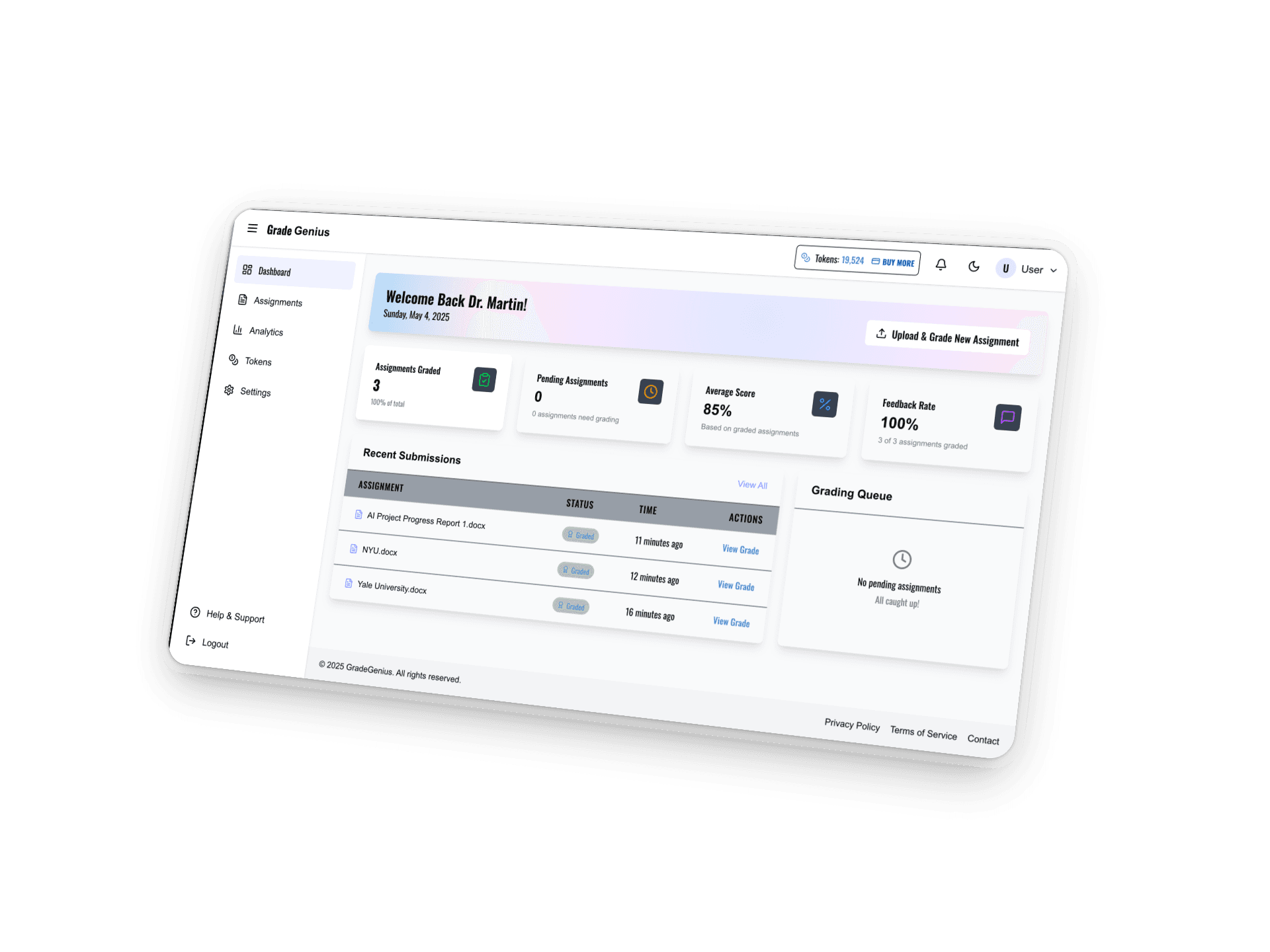 AI Grading Assistant Dashboard - Automated Essay Grading Platform